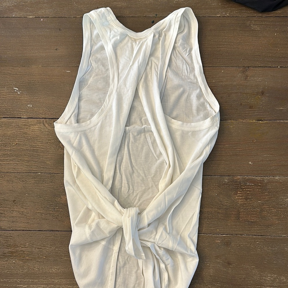 Women's White Sleeveless Top tie back